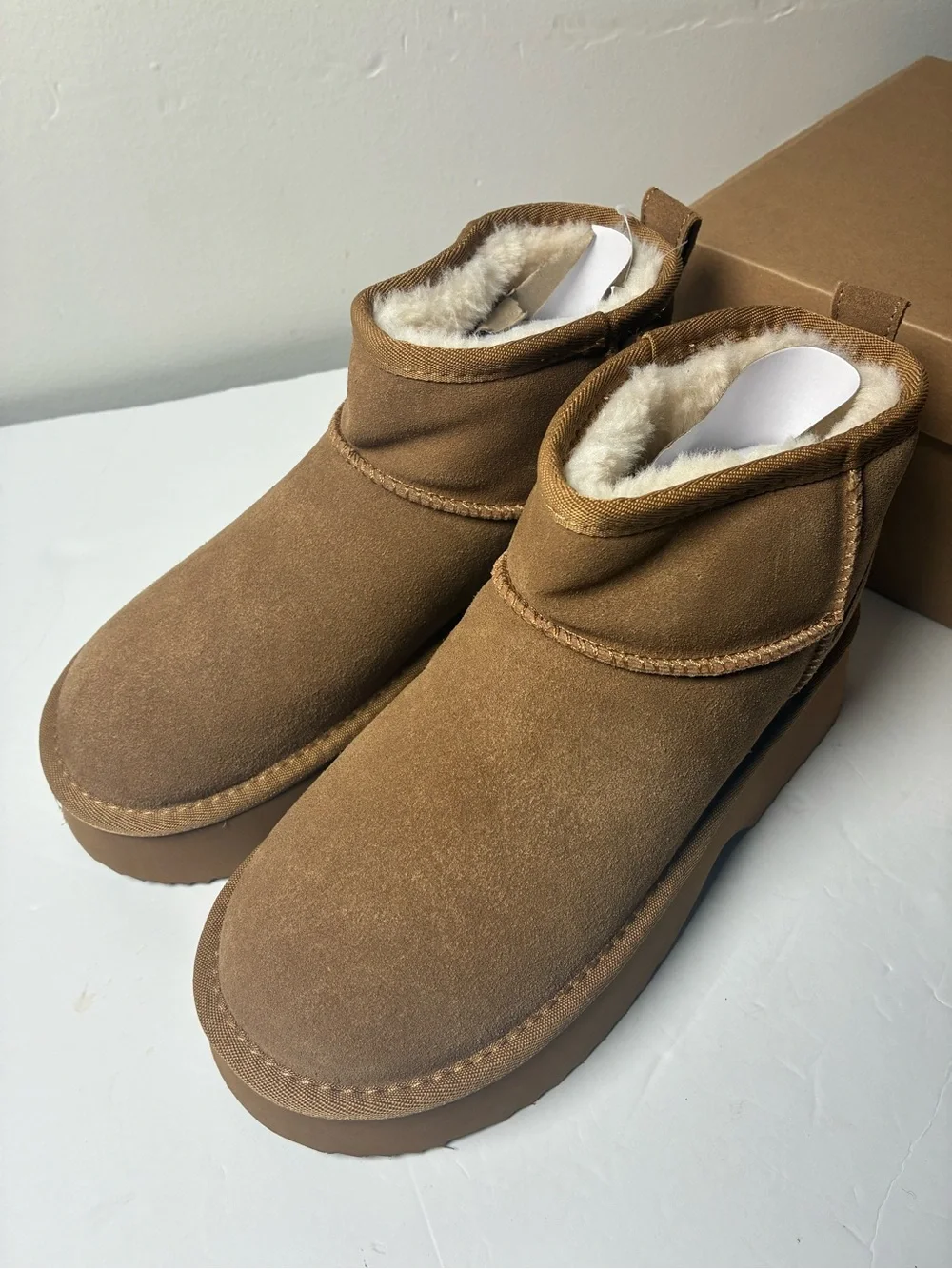 Men's Suede Shearling-Lined Ankle Boots - Brown